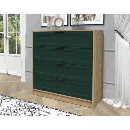 Kомод Тренд КТ-К100 (Дуб золотой ЛДСП/ Изумруд ЛМДФ) Ш1000 В1020 Г451